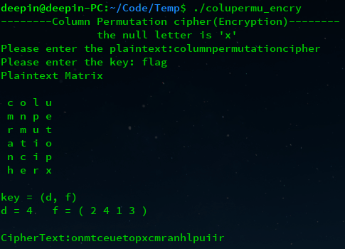 Colu Permu encry - 列置换密码（Column Permutation Cipher）